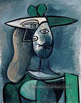  Picasso Tableaux - Femme au chapeau3 1961 cubiste Pablo Picasso